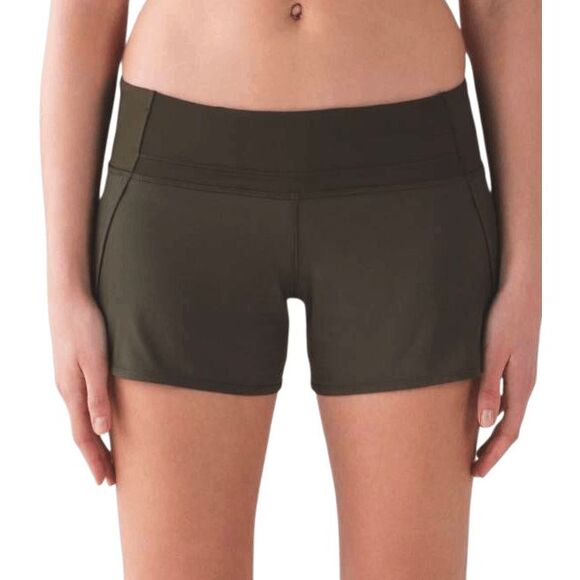 LULULEMON ATHLETICA Run Times Short (4') In Dark Olive Size 4 - Picture 2 of 4
